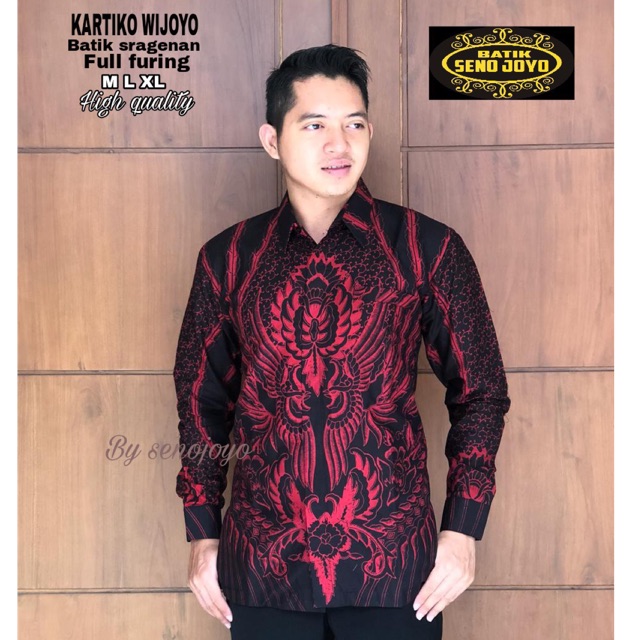 Kemeja Batik Pria KARTIKO MERAH Full Furing Katun Halus High Quality