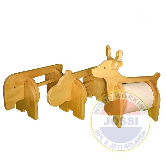 Tempat Tisu Roll Kayu / Tempat Tisu Gulung Kecil Berbentuk Binatang Kayu Jati Belanda