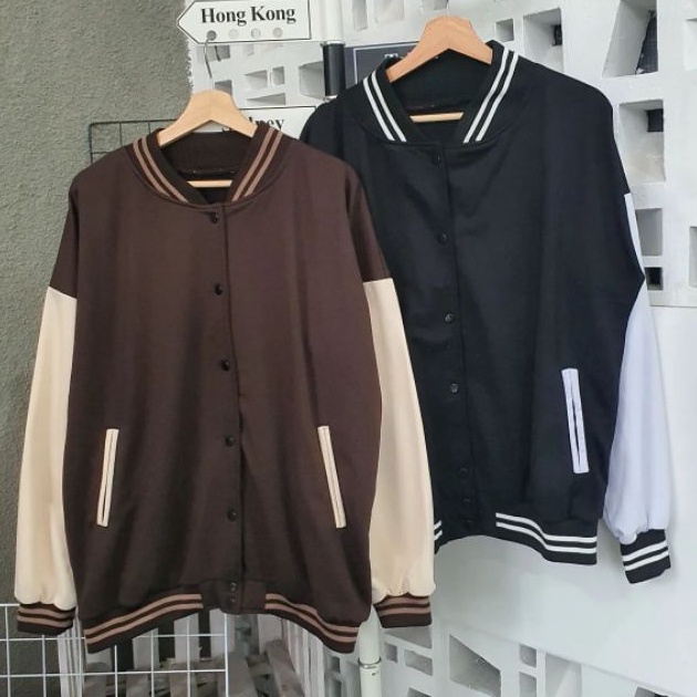 3XL CLASSIE BASEBALL OVERSIZE LD 126 - Jaket Baseball Varsity Wanita Pria Big Size Jumbo Jaket Polos