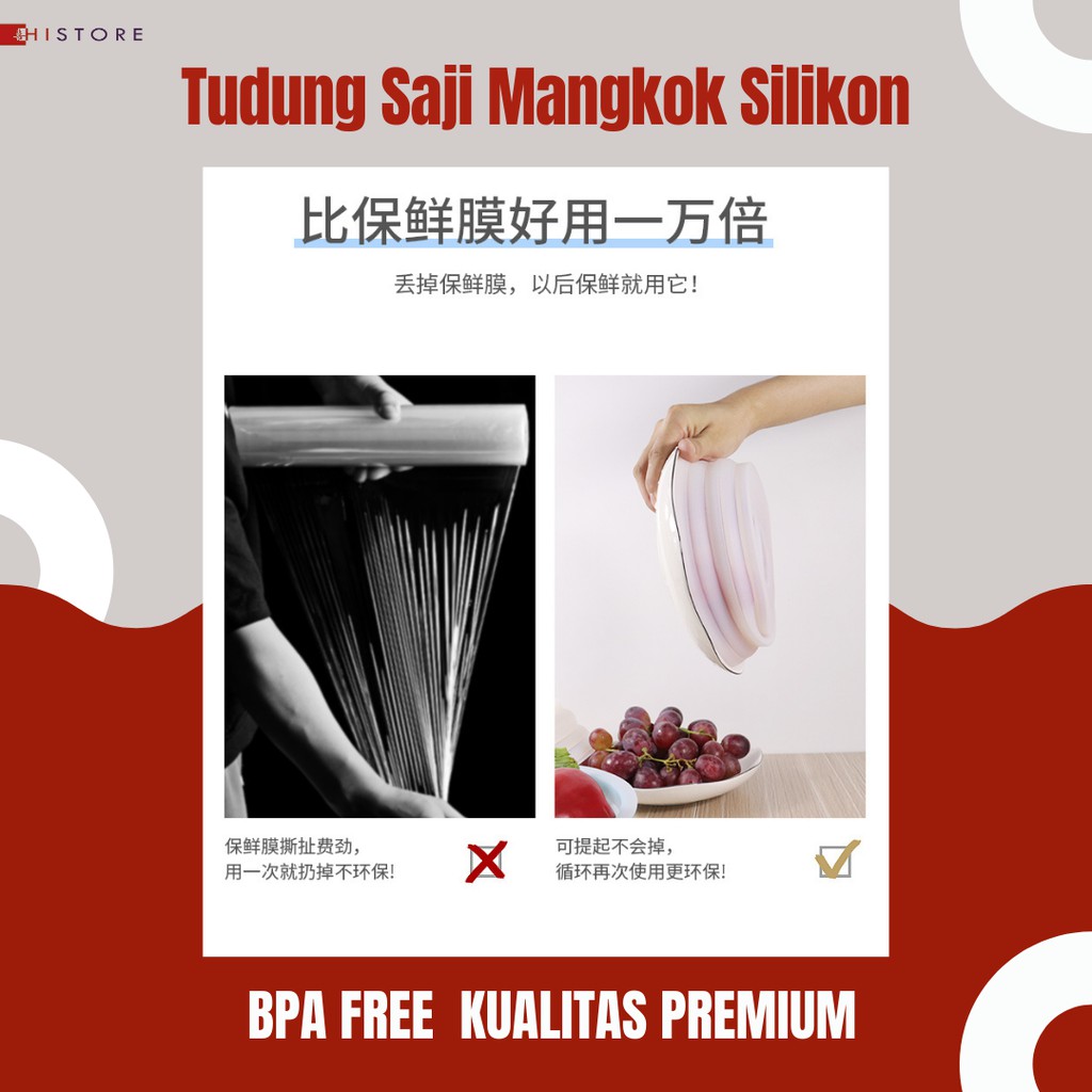 [HI] TUDUNG SAJI MANGKOK SILICONE KEDAP UDARA SILICONE FOOD GRADE BPAFREE SERBAGUNA TAHAN PANAS