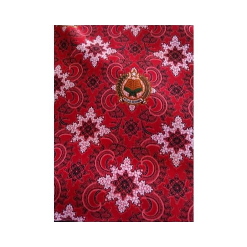 BATIK SERAGAM MOTIF LUGINA MERAH / IKHLAS BERAMAL MERAH / KAIN SERAGAM SEKOLAH / KAIN METERAN SERAGA