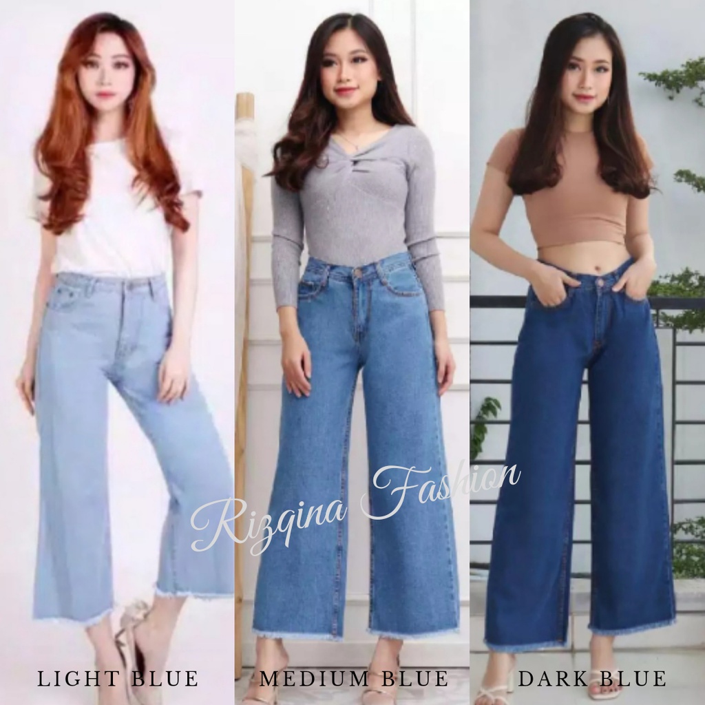 Celana Kulot jeans wanita HIGHT WAIST Premium SIZE 27-30 | Celana jean fashion | Kulot jeans cewek