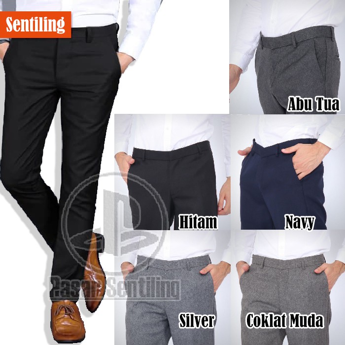 Celana Kantor Formal Pria Slimfit Bahan Dasar Kain Woll Shopee Indonesia