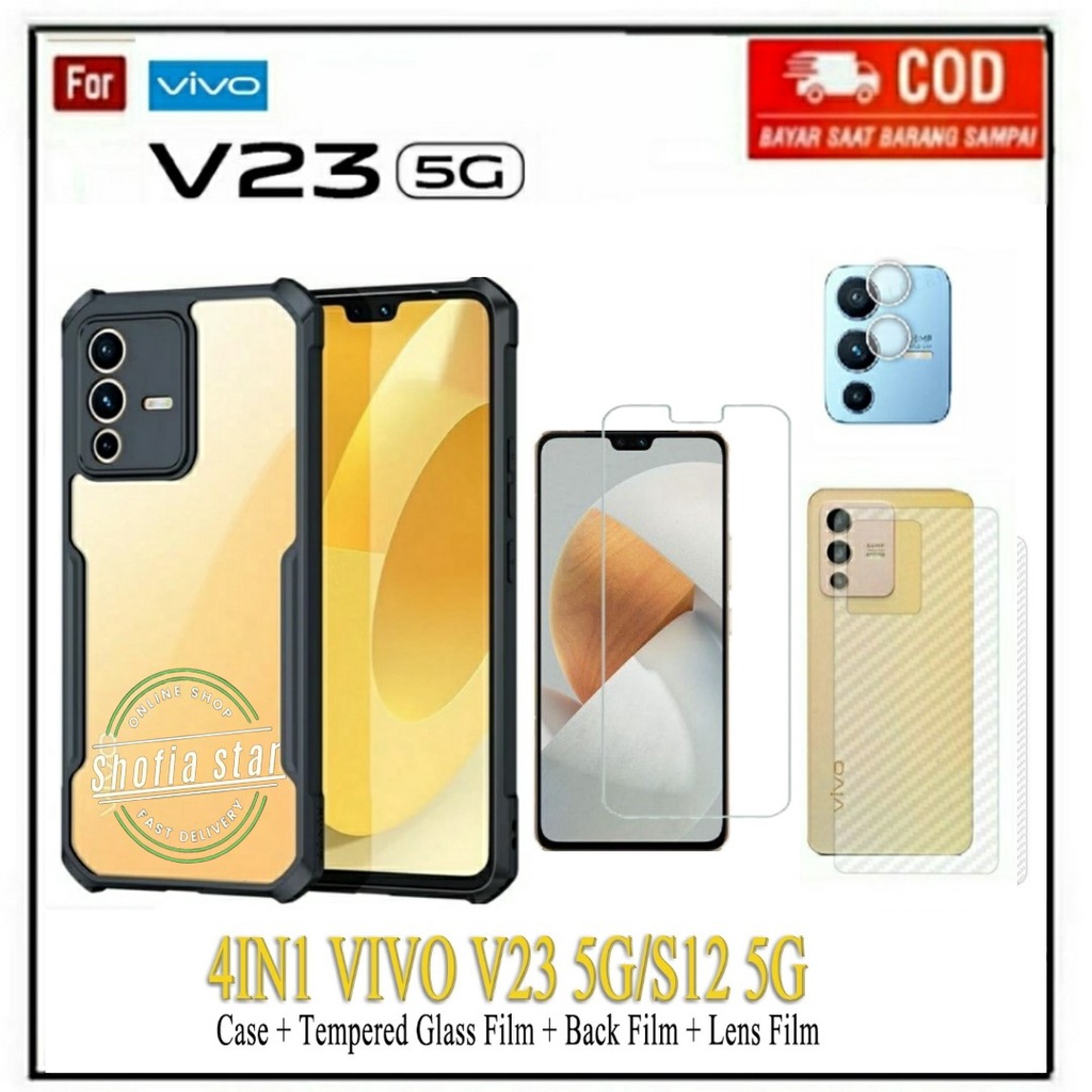 4IN1 CASE VIVO V23 5G SOFTCASE SHOCKPROOF TRANSPARAN CAMERA PROTECT CASING