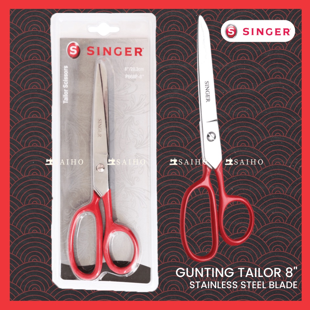 [SINGER] Gunting Singer untuk Kain / Bahan / Fabric | Tailor Scissor 8 inch | Aluminium Handle