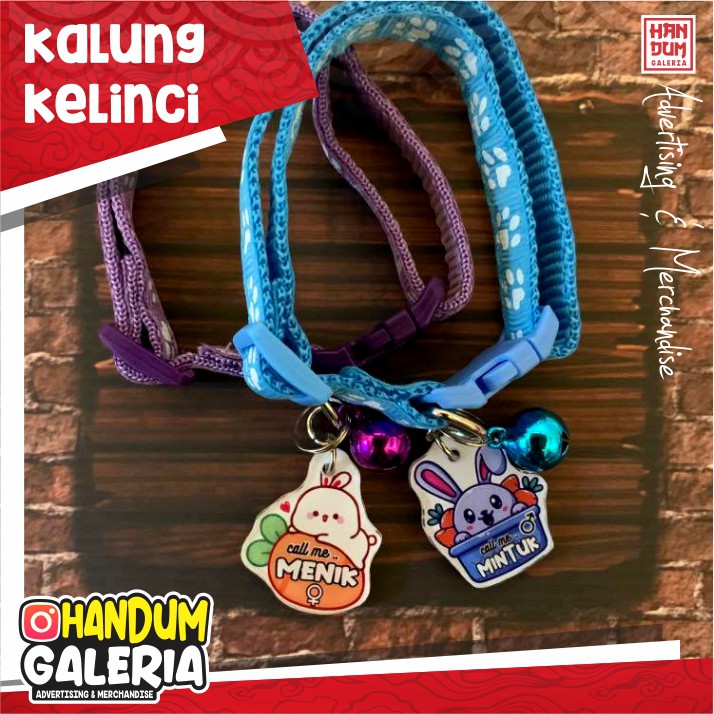 KALUNG KELINCI NAMA AKRILIK 2 SISI CUSTOM  LIONTIN BANDUL KUCING AKSESORIS TERMURAH PAKAN RABBIT