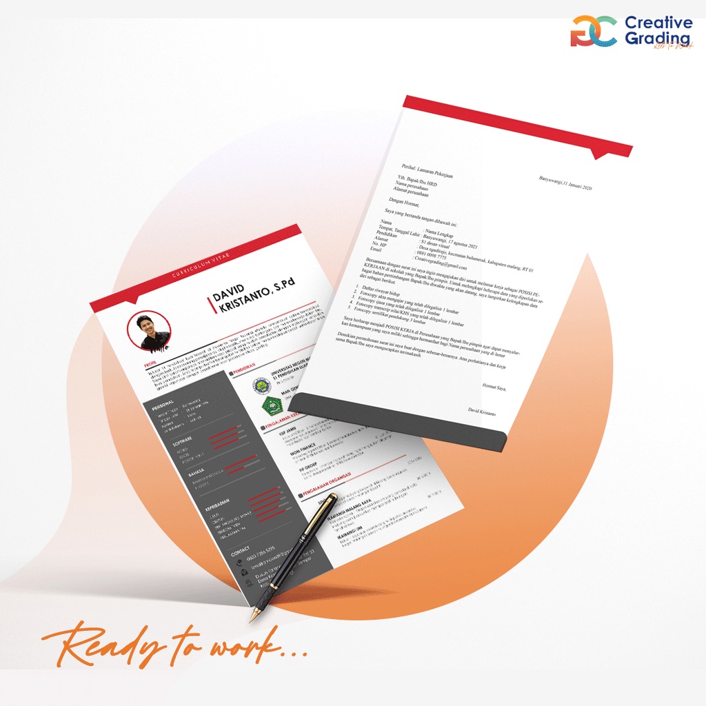 

PAKET B.INDO Jasa Desain CV & Surat Lamaran Kerja Profesional KODE (RED)