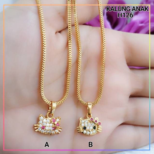 Kalung xuping kalung anak hello Kitty lapis emas gold H126 Kalung xuping kalung anak hello Kitty lapis emas gold H126