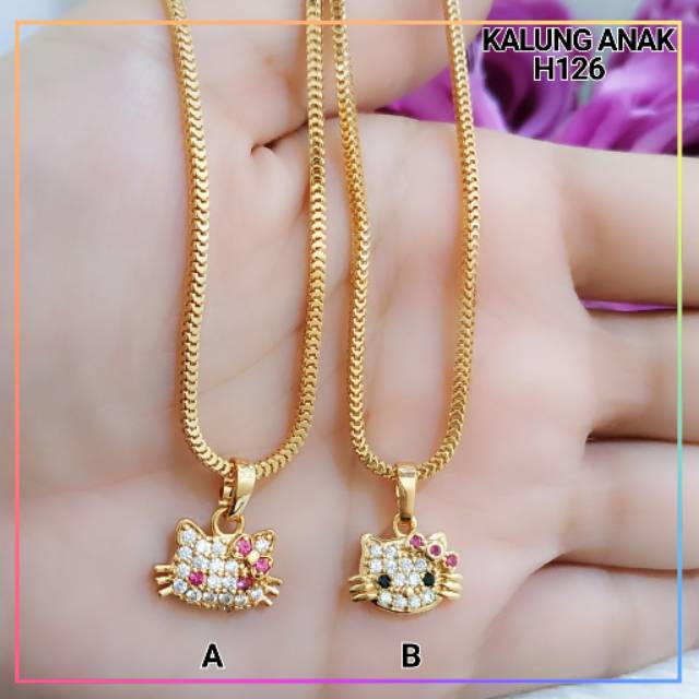  Kalung  xuping kalung  anak hello Kitty lapis emas  gold H126 