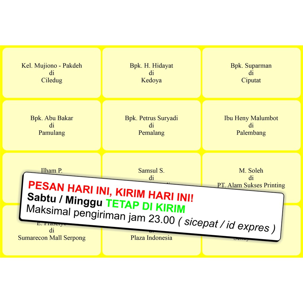 

Label Undangan Transparan [min transaksi 10rb] CETAK LABEL UNDANGAN TRANSPARAN - NAMA DI ALAMAT - Min.Order 12 Nama