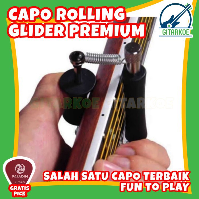 Sliding Capo Gitar Akustik / Rolling Glider Capo Premium Quality Impor