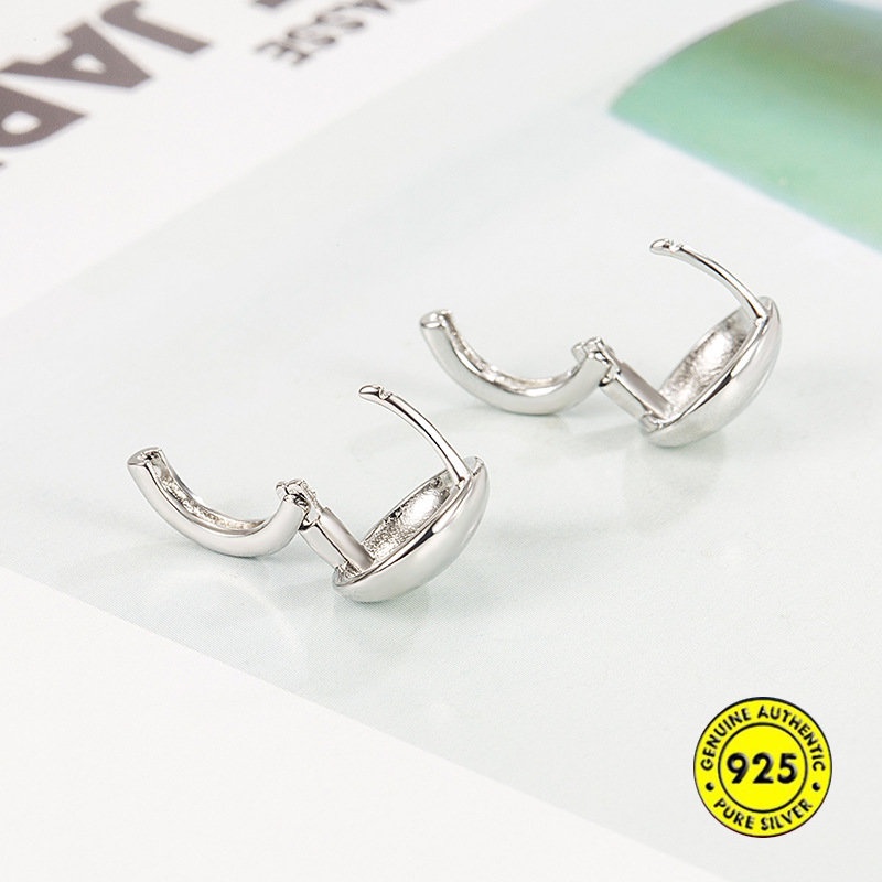 U1070 Anting Klip Bentuk Bulat Geometri Glossy Untuk Wanita