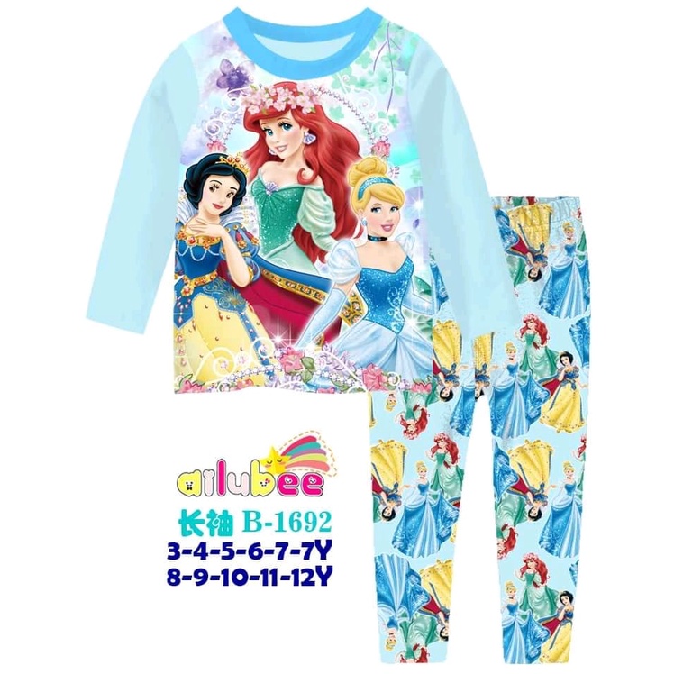 8Y 10Y  - SNOW WHITE ARIEL MERMAID BAJU TIDUR PIYAMA TEEN CEWEK AILUBEE B1692