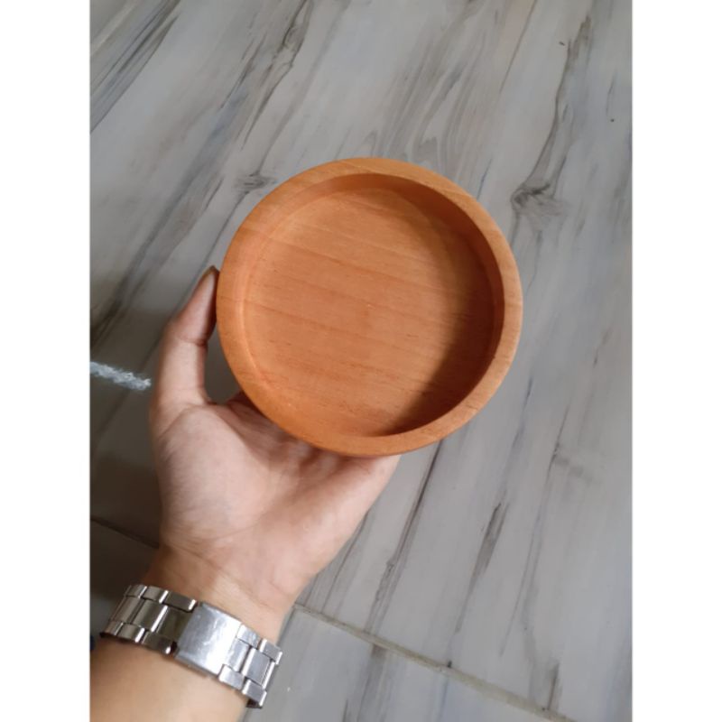 Tatakan kayu Mahoni/ Tatakan Gelas/ Tatakan Cangkir /Baki kayu Bulat D12cm