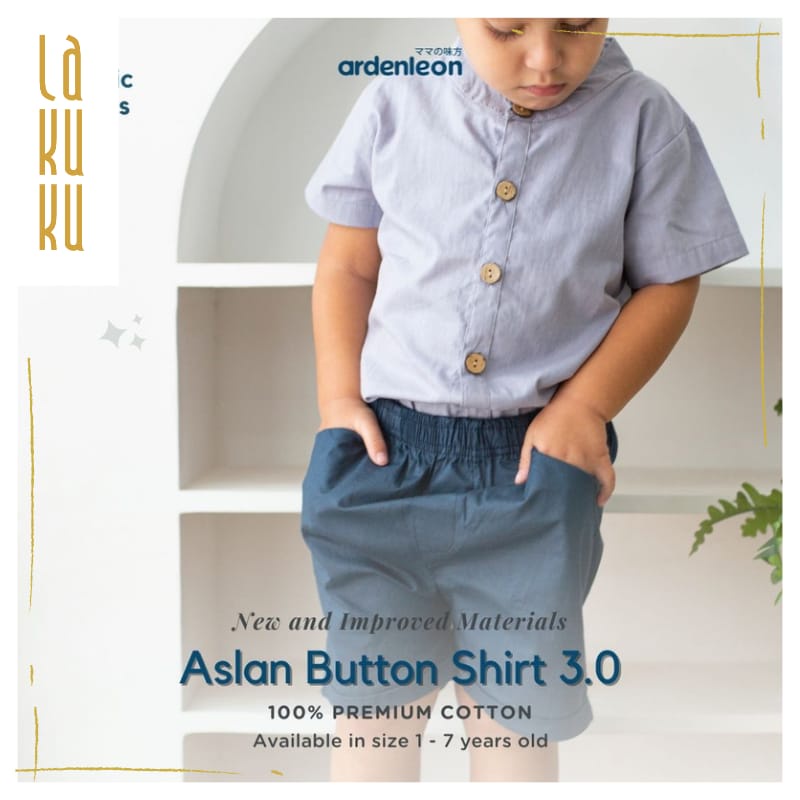 Lakuku - Ardenleon Aslan Button Shirt premium cotton Baju Atasan Anak Laki 1-7 tahun