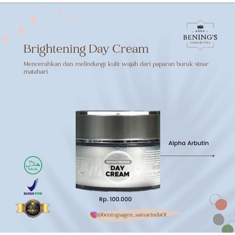 BRIGHTENING DAY CREAM | BENING'S SKINCARE SAMARINDA | Krim siang untuk mencerahkan wajah
