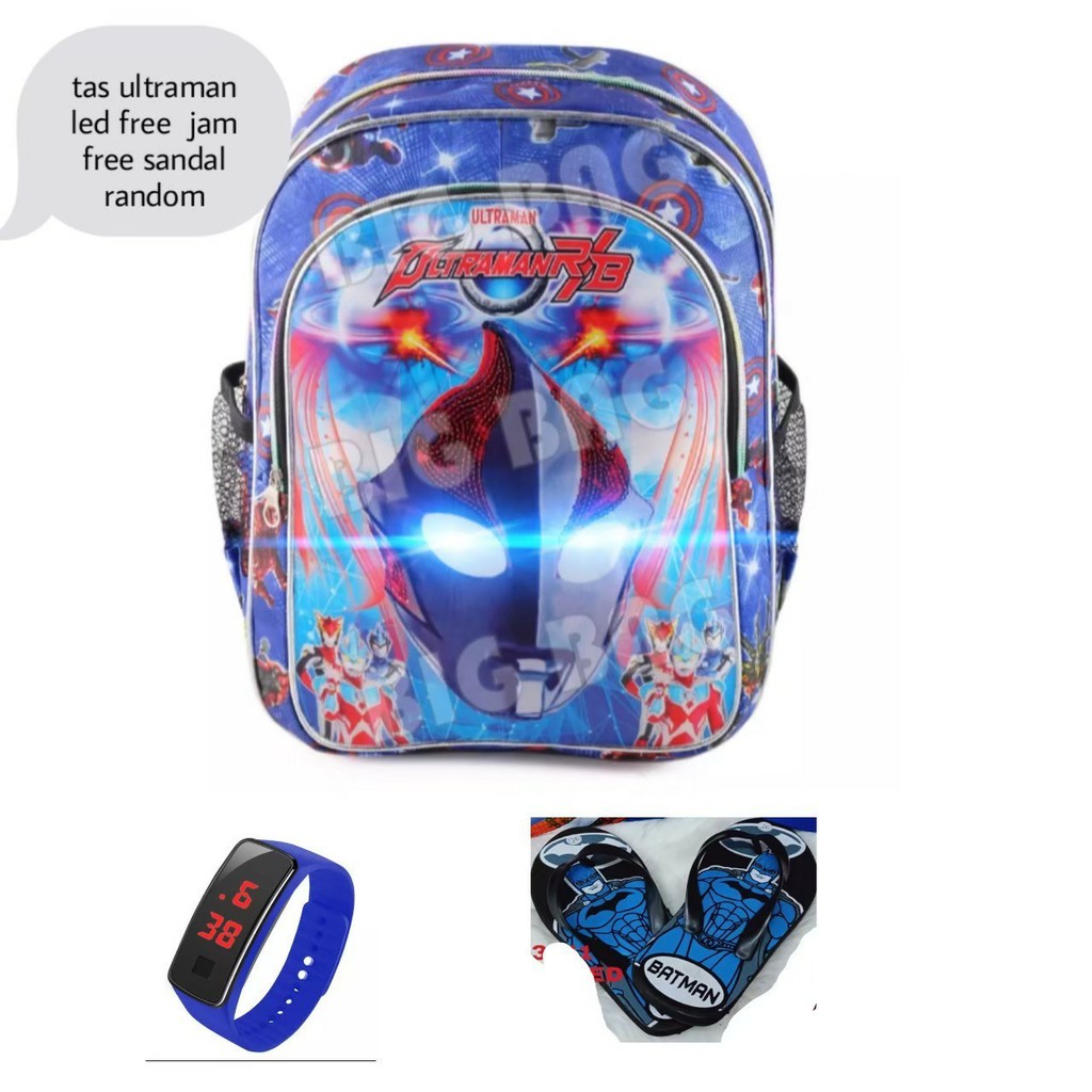 Tas ransel superhero anak free sendal dan jam tangan