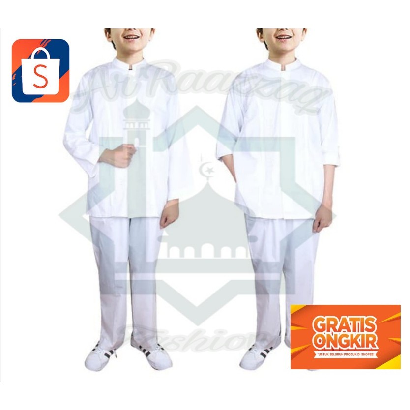 Baju koko anak laki laki bordir putih / Baju muslim anak laki laki putih