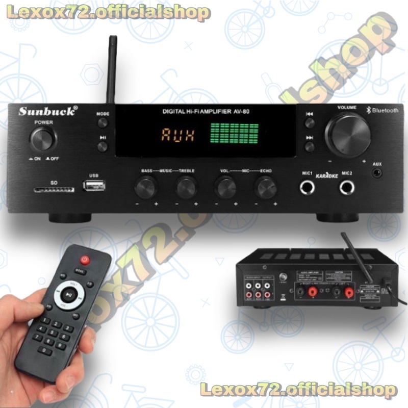 Powe Amplifier Bluetooth  EQ Karaoke Home Theater FM Radio 2000W - AV-326BT