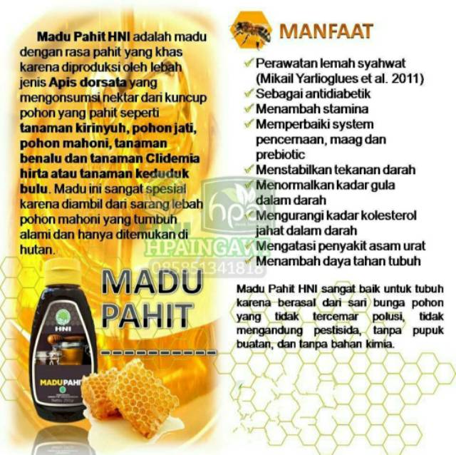 Madu Pahit Hni Hpai Madu Mahoni Madu Diabetes Halalmart Dc Depok Indonesia