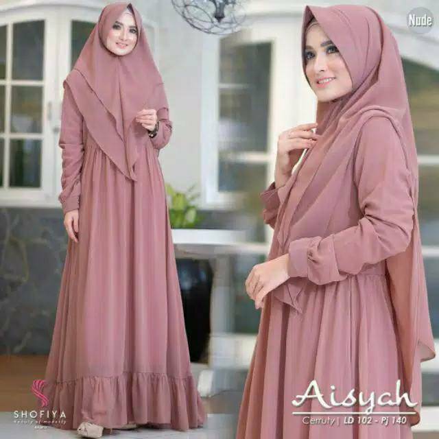 GAMIS AISYAH SYAR'I CERUTI BABYDOLL SET HIJAB MUSLIM WANITA TERBARU