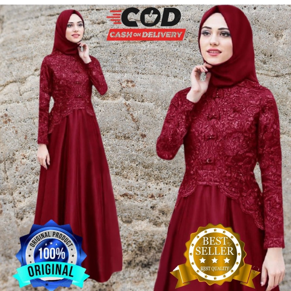 Baju Gamis Brukat Baju Kabaya Terbaru Kaella Brokat Maxy Gamis Terbaru 2022 Pakayan Muslima Perempua