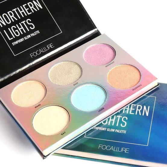 FOCALLURE Shimmer &amp; Highlighter Palette 6 Colors Northern Light ORI