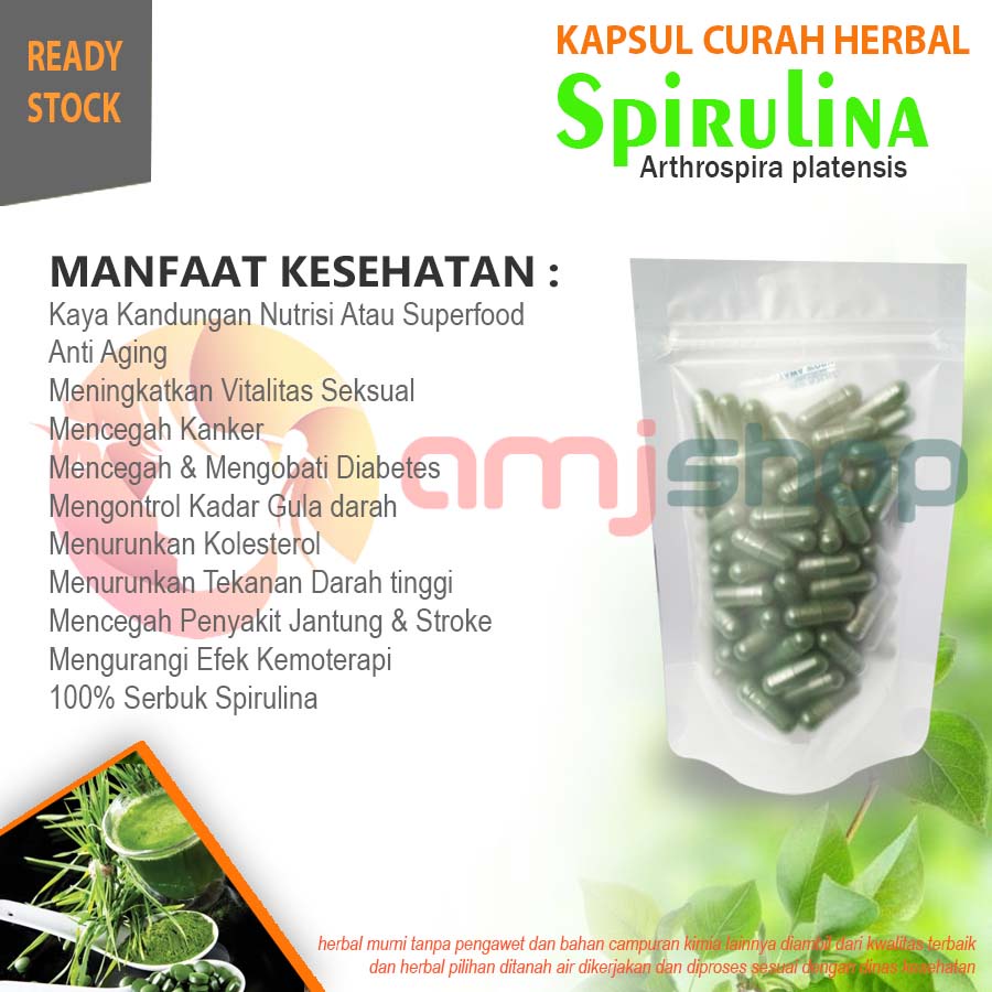 

Kapsul curah herbal spirulina Kapsul Herbal Super Food Anti Aging Diabetes Vitalitas