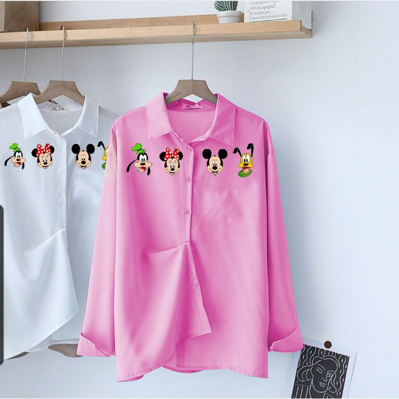 { THABI } HN KEMEJA DISNEY / ATASAN KEMEJA WANITA / KEMEJA KOREAN STYLE / ATASAN KEMEJA / KEMEJA WAN