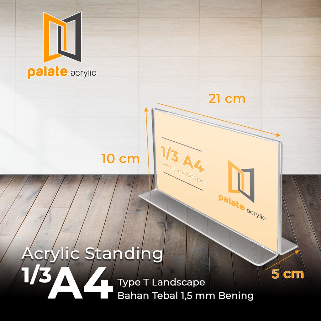 

AKRILIK TENT HOLDER 1/3 A4 / TEMPAT BROSUR / T LANDSCAPE 1.5MM