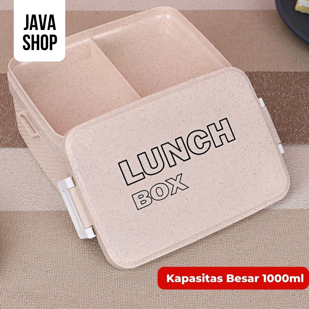 JAVASHOP Tempat Makan Bekal Lunch Box Jerami Gandum Free Sendok Tupperware