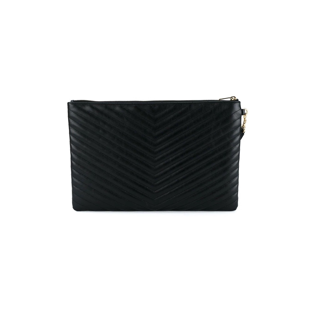 YSL Saint Laurent Matelassé Leather Clutch Black (35 x 23)