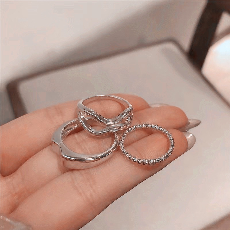 3pcs / Set Cincin Model Twisted Gaya Korea