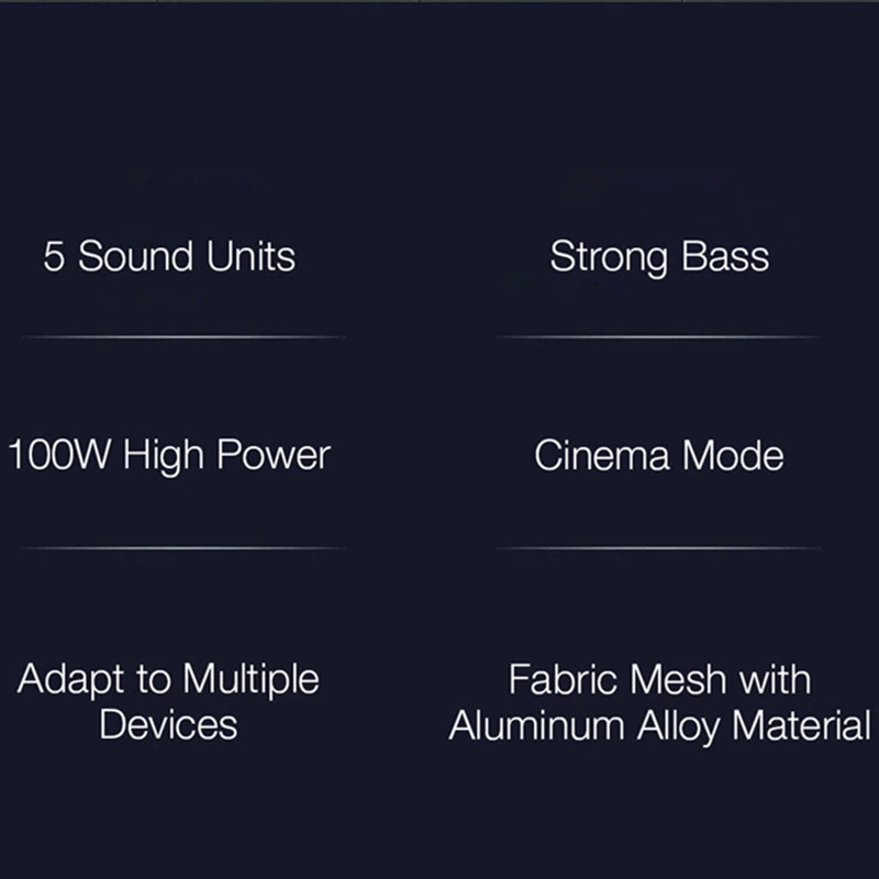 Xiaomi Soundbar Home Theater 2.1 Subwoofers 100W Bluetooth 5.0 - MDZ-35-DA - Black