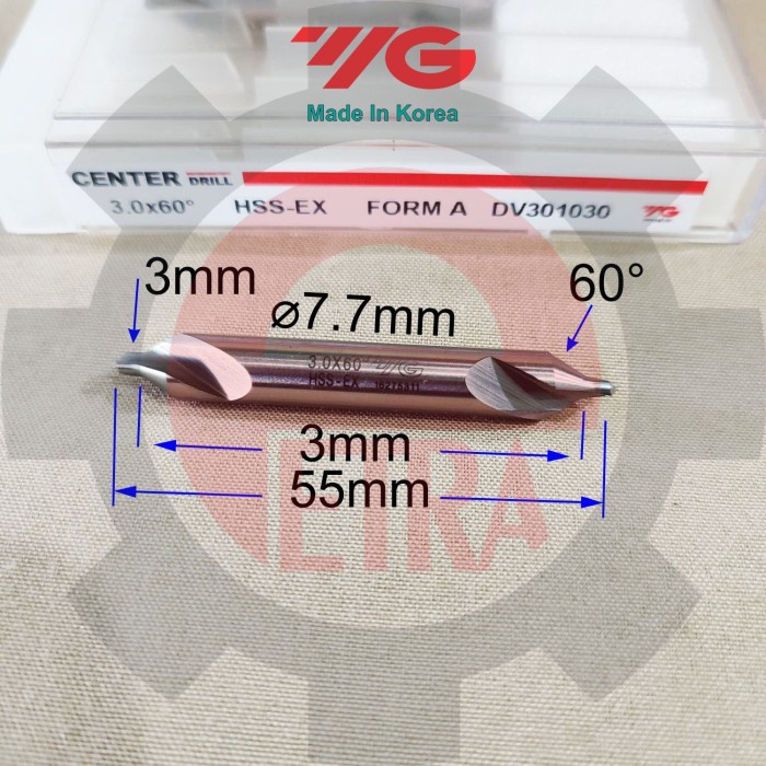 YG CD 3x60x7.7 center drill YG 3mm x 60 x 7.7mm YG-1 mata bor awal