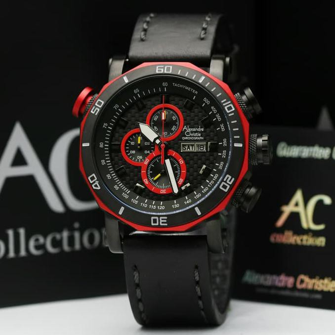 Super Sale ALEXANDRE CHRISTIE AC 6308 BLACK RED ORIGINAL Ready Stock
