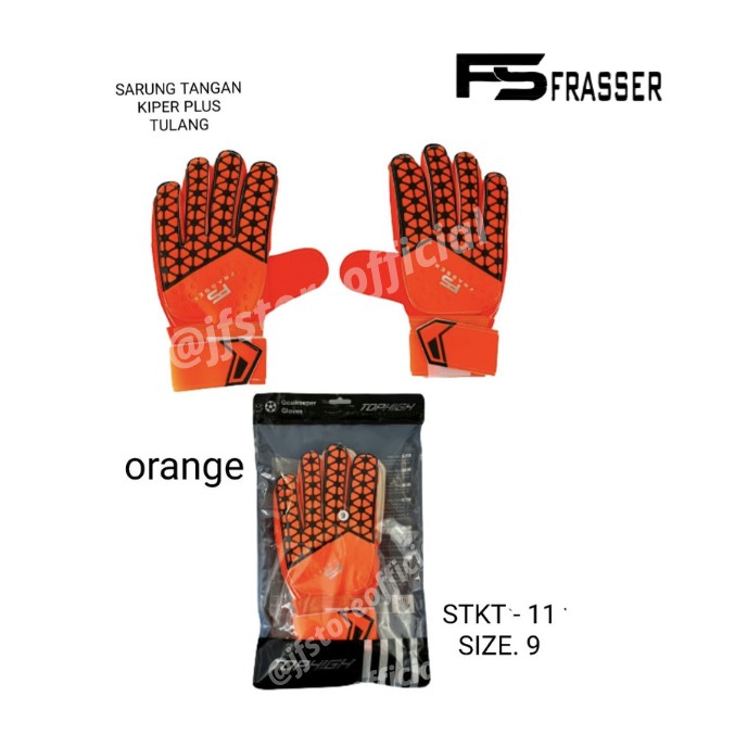 sarung tangan frasser kiper futsal sepakbola dewasa STKT-11 size 9 orange hitam