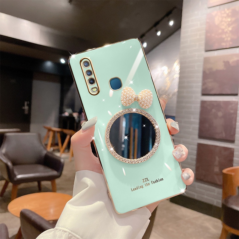 Casing Soft Case VIVO Y76 5G Y55S Y71 Y66 Y67 V5 Y81 Y83 Y85 V9 Y19 V11i V20SE Aksen Mutiara + Pita