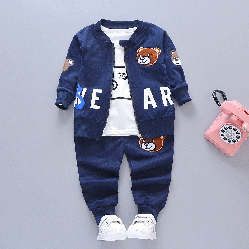 CHUBBI 34 Setelan Set 3Pcs Anak Laki Tshirt Jaket Bear