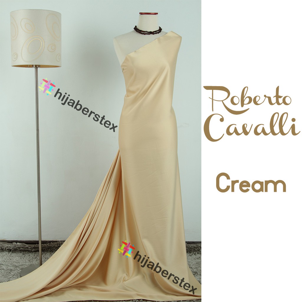 Hijaberstex 1 2 Meter Bahan Kain Roberto Cavalli Cream Shopee Indonesia