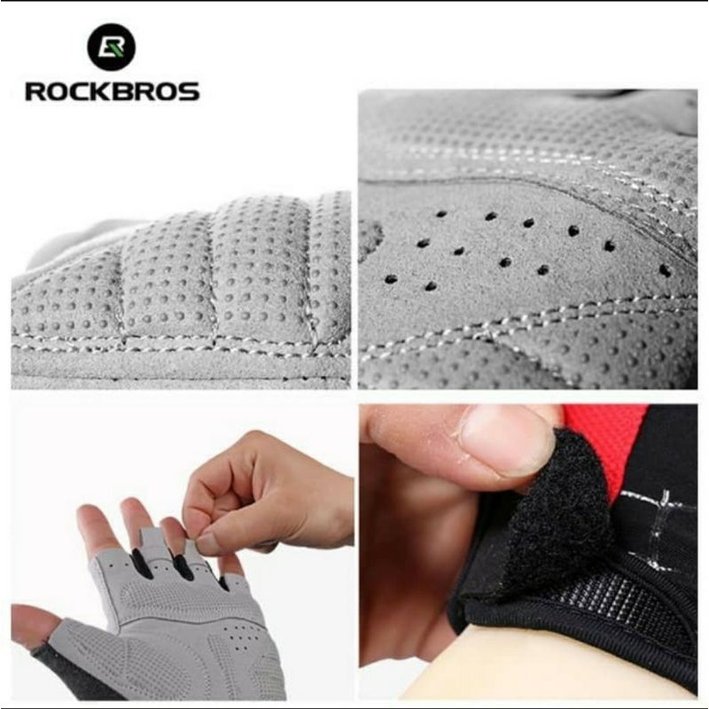 Sarung Tangan ROCKBROS S109 Bike Glove Half Finger Sepeda GyM olahraga