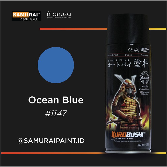 Samurai Paint Metallic Ocean Blue 1147 Metallic Biru #1147 Cat Aerosol Kualitas Kompresor