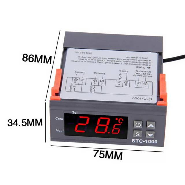 220V - Thermostat Digital STC 1000 Suhu Controller Incubator AC 220V Tetas Telur Pendingin Pemanas