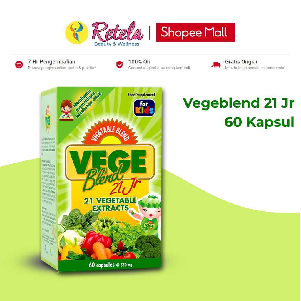 Vegeblend 21 Junior Ekstrak 21 Jenis Sayuran 60 Kapsul