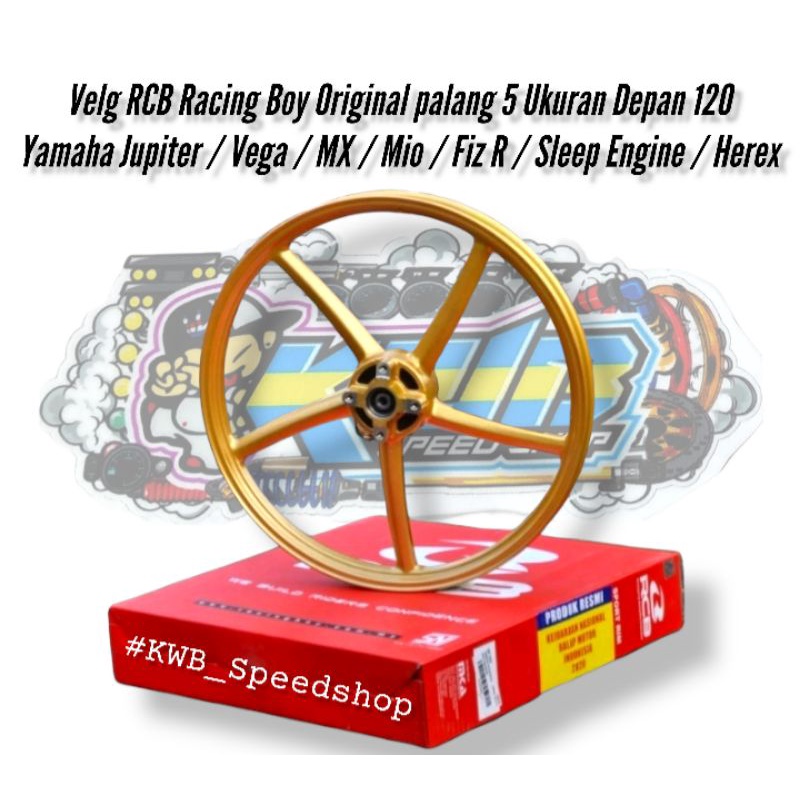 velg veleg RCB racing boy gold SP522 set depan belakang 140 dan 160 ring 17 Jupiter Z Vega ZR R new VELG RCB DEPAN 120/SP522/PALANG 5/MIO/JUPI/MX/VEGA