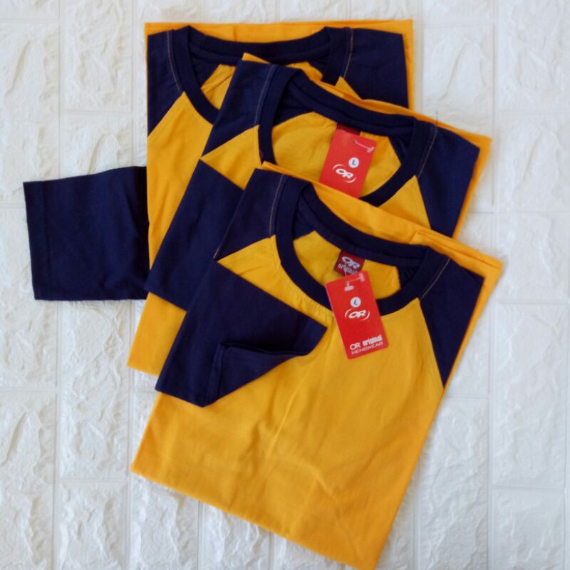 kaos polos ragelan KUNING-NAVY lengan PANJANG Uk M L XL XXL