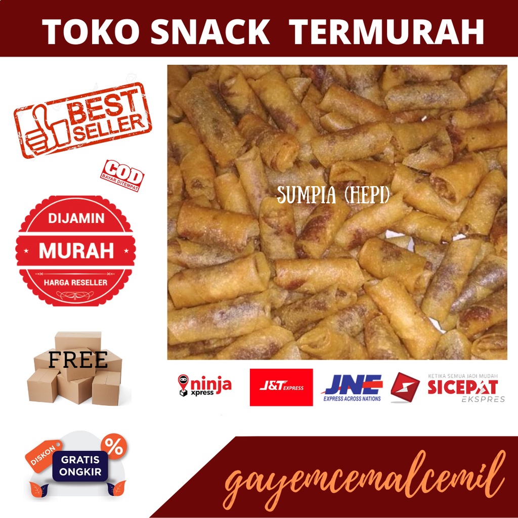 

snack kiloan/sumpia udang hepi/hepi/sumpia udang/pangsit udang/sumpia/250 gram/500 gram/cemilan camilan jajanan murah