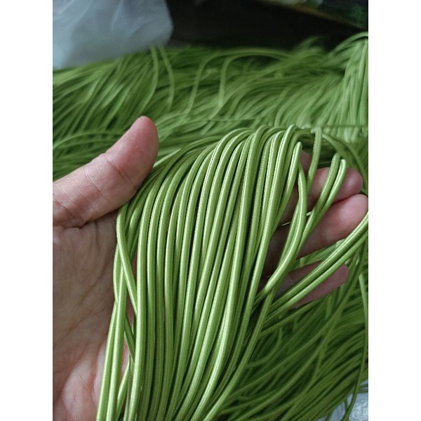 tali bulat elastis tali string elastis/tali karet bulat  3mm 13 warna( permeter)-Hijau pear