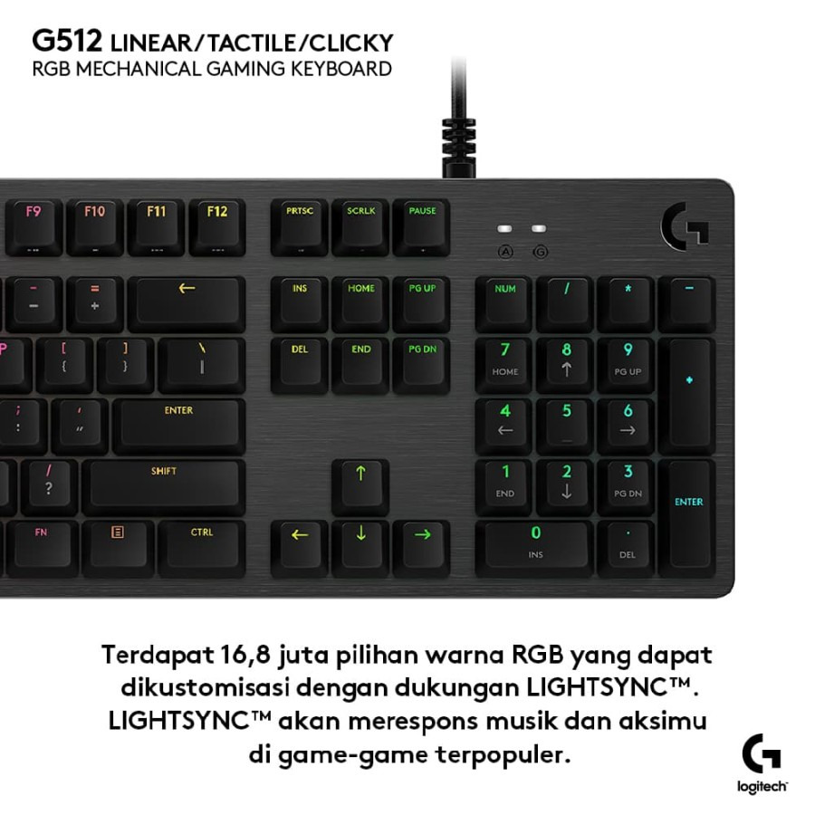 Keyboard Gaming Logitech G512 RGB Mechanical G-512 Garansi Resmi