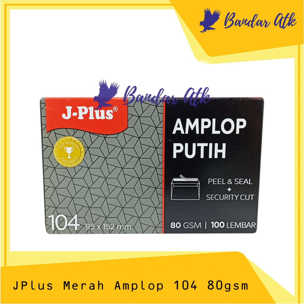 

JPLUS MERAH Amplop Putih dg Perekat Uk 104 - 80 GSM [1 PACK]